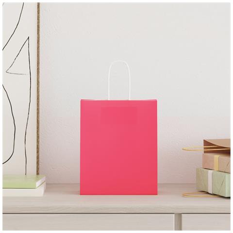Sacchetti di Carta 50 pz con Manici Rosa 18x8x22 cm - Foto 2