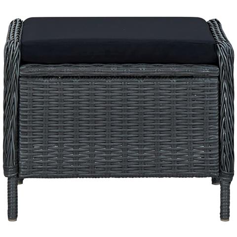 Lusso Casadino -  Sedia Da Giardino Reclinabile Con Pouf Polyrattan Grigio Scuro - Foto 8
