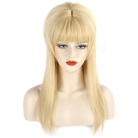 Fvcent Parrucca In Stile Vintage Retro Liscia Bionda Con Frangia Circonferenza 50 Cm - Foto 1