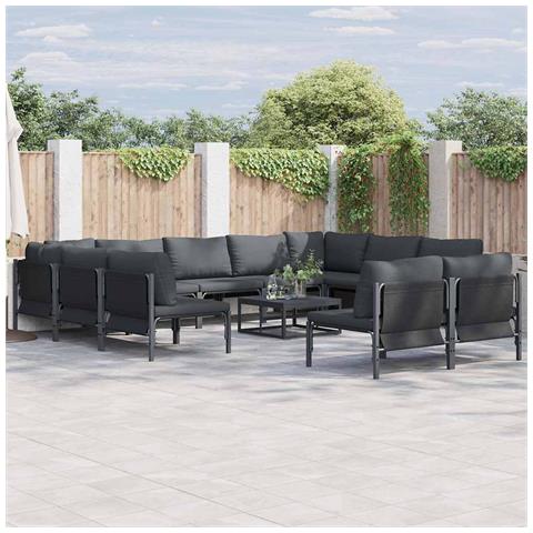 Set Divano da Giardino 12 pcs Antracite Acciaio - Foto 2