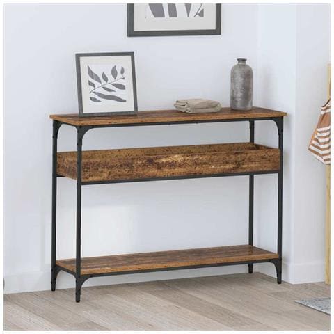 Tavolo consolle con lo scaffale Legno vecchio 100 x 29 x 75 cm - Foto 2