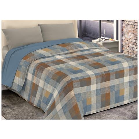 Trapunta Piumone Invernale Imbottita 300gr Microfibra Diadema Quadri 2 Piazze D11 Blu - Foto 1