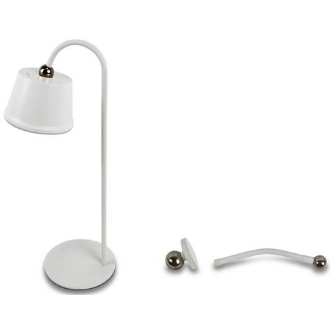 Lampada Da Tavolo Ricaricabile Alba - Bianco - Plastica - 12x12x36 Cm - Foto 2