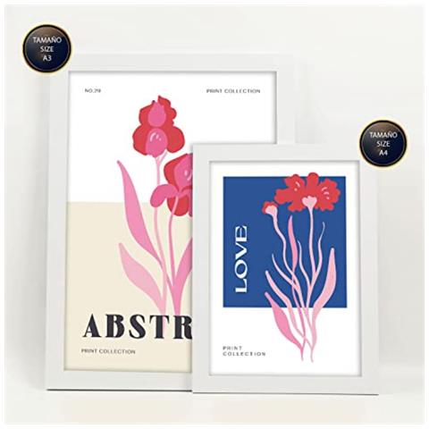 Set Di 6 Stampe Cortile Fiorito Natura E Stampe Botaniche Per L'interior Design A3 & A4 Cornice Bianca - Foto 1