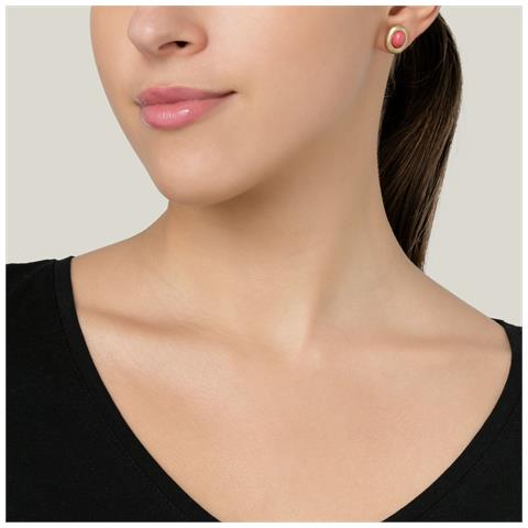 Orecchino A Bottone ""basic"" Placcato Oro, Resina Bordeaux - Foto 2