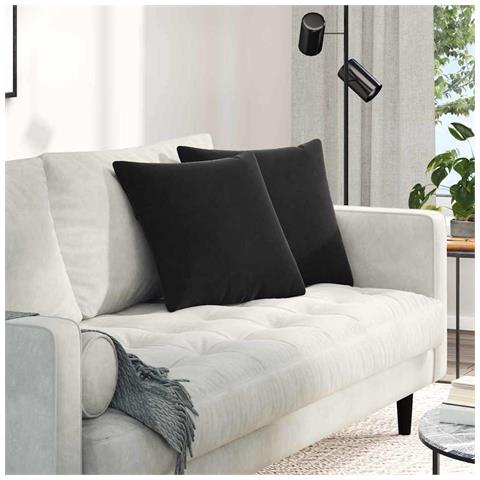 Cuscini da Divano 2 pcs Nero 45 x 45 cm Tessuto in Cords - Foto 2