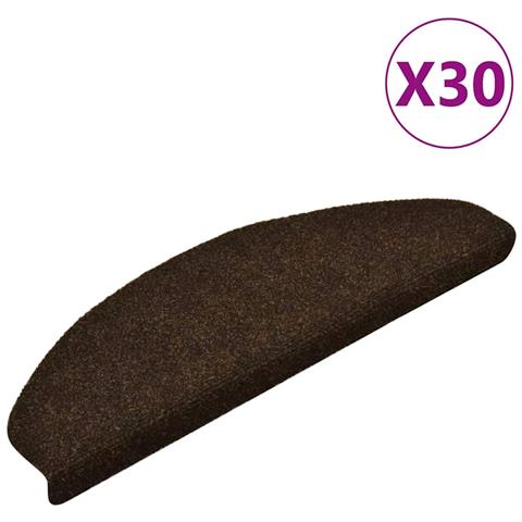 Tappetini per scale autoadesivi 30 pz 65x21x4 cm marrone semicircolari grandi - Foto 1
