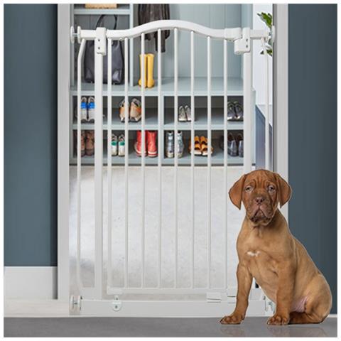 Bettacare Cancelletto Per Cani Extra Alto Con Parte Superiore Incurvata, 198cm - 207cm, Bianco Opaco, Extra Alto Con 100cm Di Altezza - Foto 4