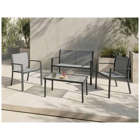 Set Da Giardino Con Tavolo 4 Posti Tavoleto Metallo Grigio - Foto 1