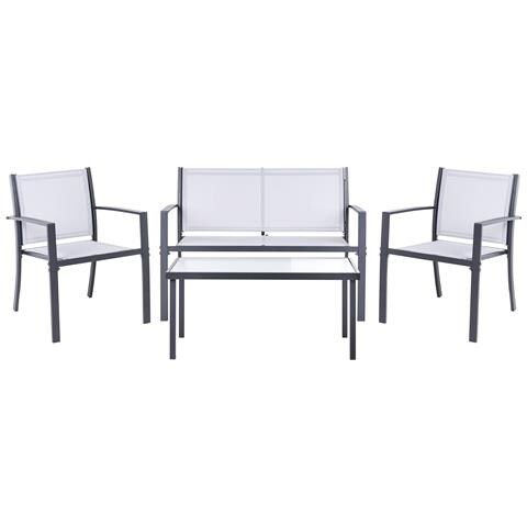Set Da Giardino Con Tavolo 4 Posti Tavoleto Metallo Grigio - Foto 2