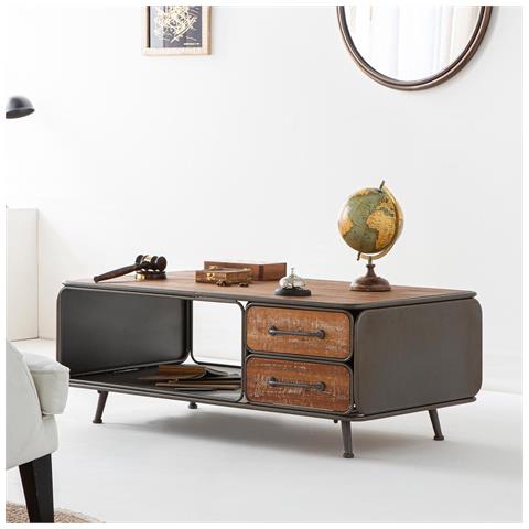 Tavolino In Legno Nero E Metallo 120x64x46h - Foto 2