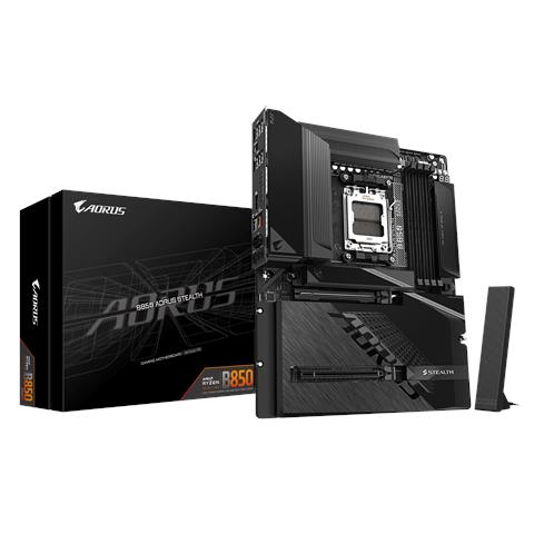 B850 AORUS STEALTH Scheda Madre - CPU AMD Ryzen Serie 9000, VRM digitale a 14+2+2 fasi, fino a 8200 MHz DDR5 (O.C.), 2× M. 2 PCIe 5.0 + 2× M. 2 PCIe 4.0, Wi-Fi 7, LAN 5 GbE, USB 3.2 Gen 2 - Foto 1