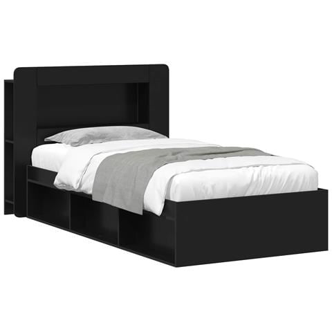 Telaio del letto con storage con testiera Nero 90 x 200 cm - Foto 1