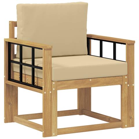 2 Pezzo Set di divani da esterno Poliestere Bianco e Beige - Foto 1