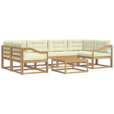 Set di divani da esterno con cuscino 5 pcs Bianco e Crema - Foto 1