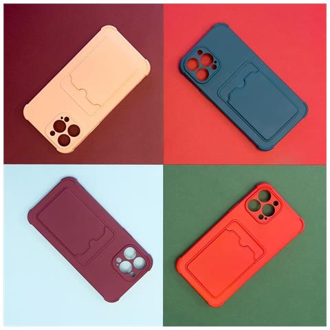 Custodia Card Armor Per Iphone 13 Pro, Cover Pouch Per Iphone 13 Pro, Portafoglio In Silicone Con Borsa D'aria, Armor Rosso - Foto 3