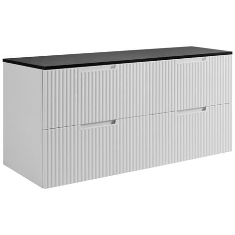 Mobile sottolavabo per bagno, Nero, 120 cm, 4 cassetti con chiusura ammortizzata, Mobili da bagno moderni - Foto 1