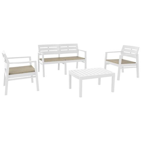 Set da Giardino 2 Sedie 1 Divano 1 Tavolo con Cuscini Colore Bianco - Modello Java - Foto 1