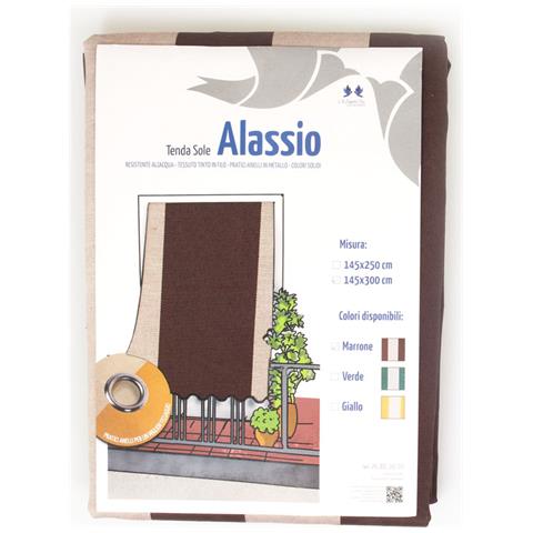 Tenda Da Sole A Caduta Per Esterno Balcone Casa Telo Ombra Modello Riga Larga 145x300 Marrone - Foto 7