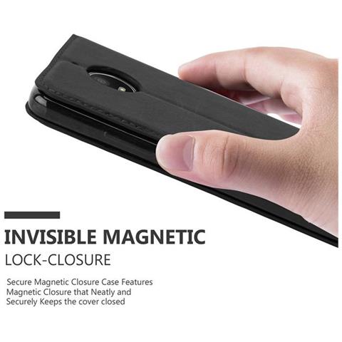 Cadorabo Custodia Compatibile Con Motorola Moto E4 In Nero Di Notte - Coperchio Protettiva Con Chiusura Magnetica, Funzione Stand E Tasca Per Le Carte - Foto 2