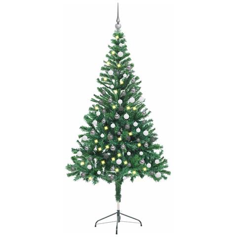 Albero Natale Artificiale con LED e Palline 150 cm 380 Rami - Foto 1