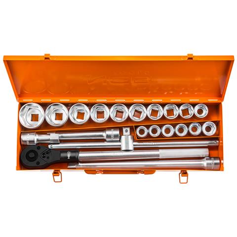 Set Di Chiavi A Bussola Neo 3/4 Estremità Di Collegamento 21 Pz Esagono - Foto 2