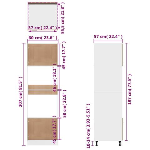 Armadio Microonde “Lyon” Grigio Sonoma 60x57x207 cm - Foto 10