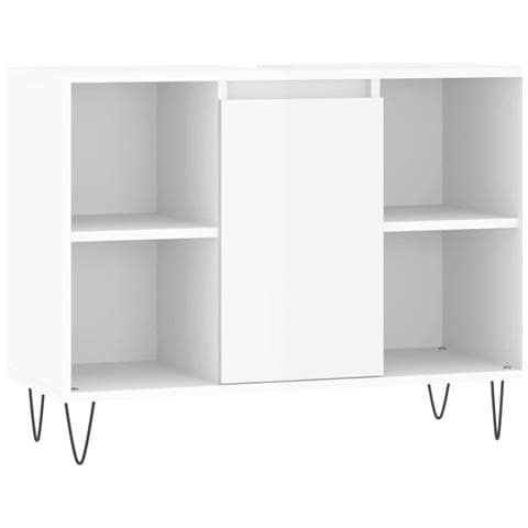 Armadietto Bagno Bianco Lucido 80x33x60cm In Legno Multistrato - Foto 1
