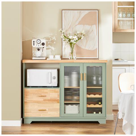 Credenza Buffet Con 2 Ante In Vetro Mobile Da Cucina Mobile Microonde 120x40x90cm Verde Fsb81-gr Sobuy - Foto 5