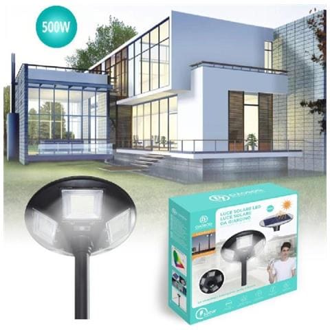 Trade Shop - Luce Lampione Faro Giardino Stradale Crepuscolare Pannello Solare 500 W Led-8447 - Foto 1