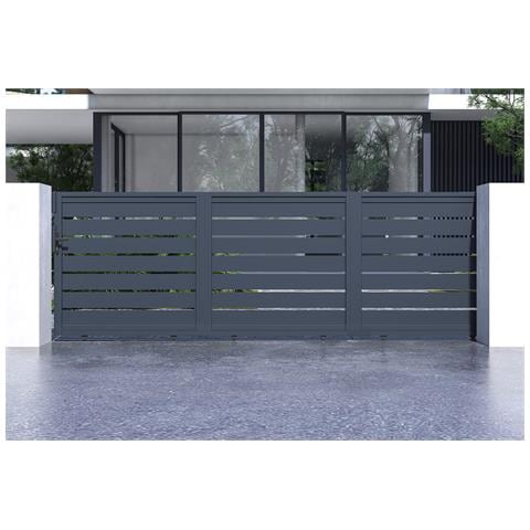 Cancello Scorrevole 4,5m Vogel H. 140 Alluminio Grigio - Foto 8