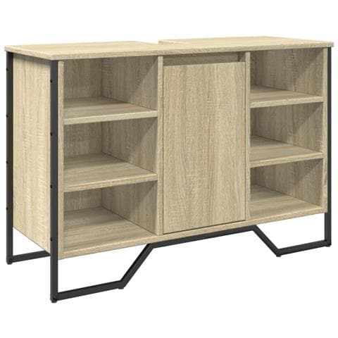 Mobile Lavabo Bagno Rovere Sonoma 91x35x60 Cm In Truciolato - Foto 2