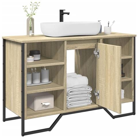 Mobile Lavabo Bagno Rovere Sonoma 91x35x60 Cm In Truciolato - Foto 1