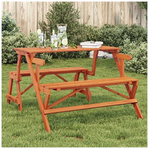 Tavolo Da Picnic Con Panche In Legno Abete 2-in-1 Convertibile - Foto 1