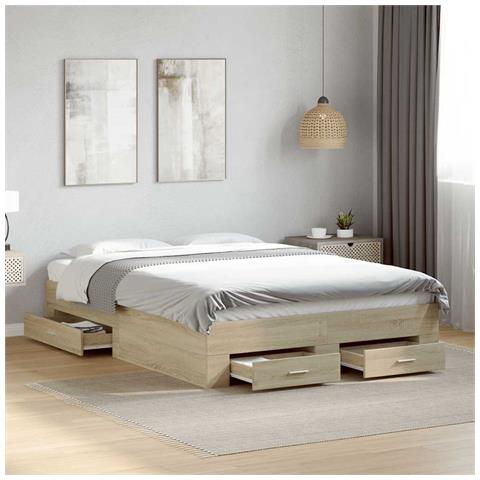 Giroletto Cassetti Rovere Sonoma 135x190 Cm Legno Multistrato - Foto 10