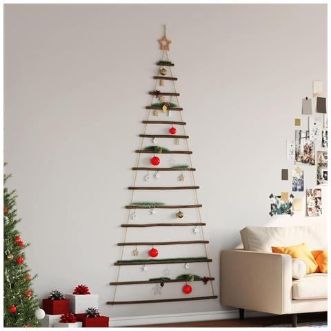 Albero Di Natale Da Parete Con Stella 100x210 Cm Ramo Naturale - Foto 3