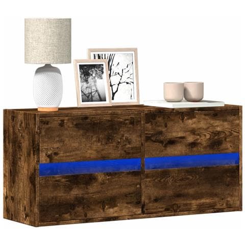 Mobile TV a Parete con Luci LED Rovere Fumo 100x31x45 cm - Foto 10