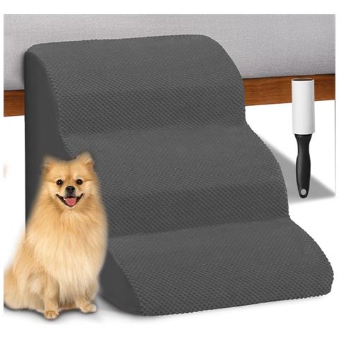 Scale Per Animali Domestici Per Cani E Gatti Di Piccola Taglia, Scale In Schiuma A 3 Gradini Con Rivestimento Rimovibile, Include Rullo Antipelucchi - Foto 1