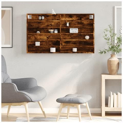 Armadietto Vetrina Rovere Fumo 100x8,5x58 Cm Legno Multistrato - Foto 3