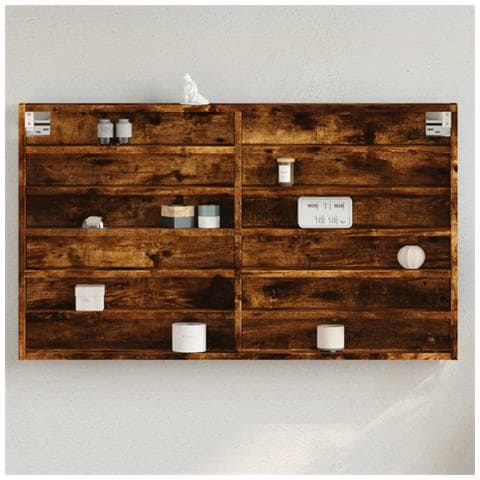 Armadietto Vetrina Rovere Fumo 100x8,5x58 Cm Legno Multistrato - Foto 1