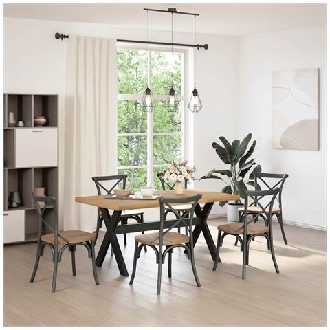Tavolo Pranzo Noain Gambe A Forma X 160x90x75 Cm Legno Massello - Foto 2