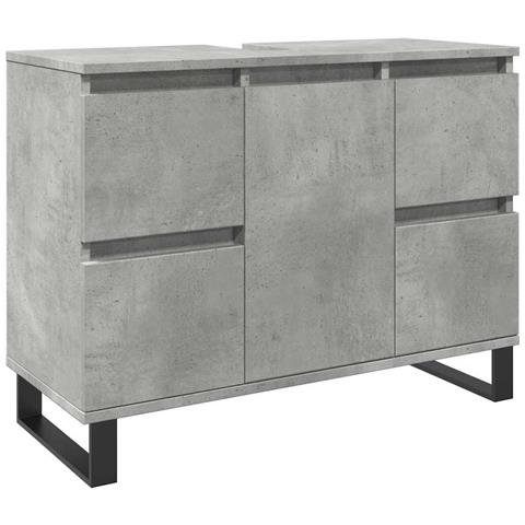 Armadietto Da Bagno Grigio Cemento 80x33x60cm Legno Multistrato - Foto 2