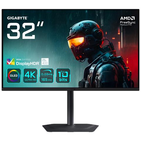 MO32U 31,5" Monitor Gaming OLED 4K UHD - 3840 x 2160, 165Hz, 0.03ms, 250 cd /m², Display HDR True Black 400, HDMI 2.1, DisplayPort 1.4 - Foto 1