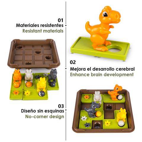 Sfida Dinosauria. Gioco Da Tavolo Di Abilità Per 1 Giocatore. 60 Sfide In 5 Livelli Di Difficoltà. - Foto 2