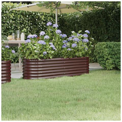 Letto Giardino Acciaio Verniciato A Polvere 152x40x36cm Marrone - Foto 6