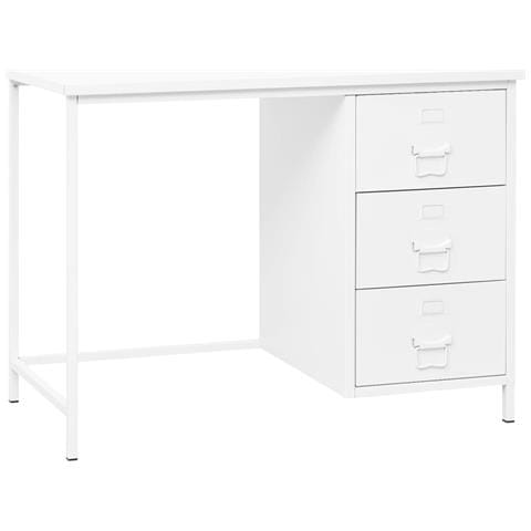 Lusso Casadino -  Scrivania Industriale Con Cassetti Bianca 105x52x75 Cm Acciaio - Foto 2