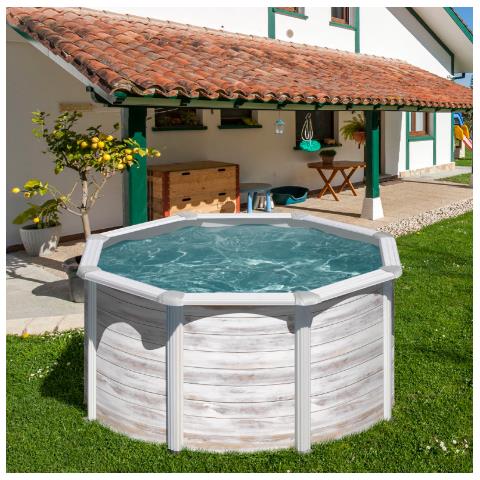 Piscina In Acciaio Con Decorazione Nordica Finlandia 240 X 120 Cm Rotonda - Foto 1
