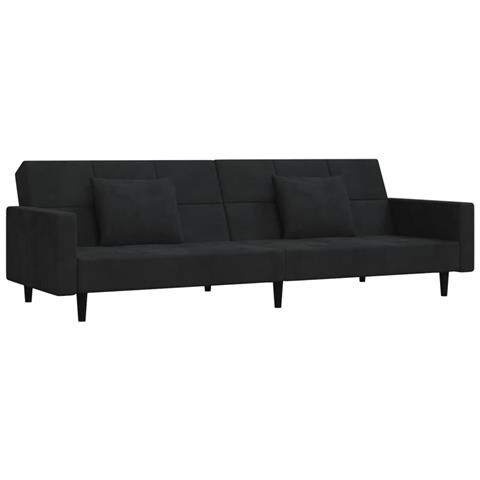 Divano Letto a 2 Posti con 2 Cuscini Nero in Velluto - Foto 1