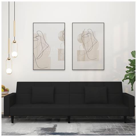 Divano Letto a 2 Posti con 2 Cuscini Nero in Velluto - Foto 2