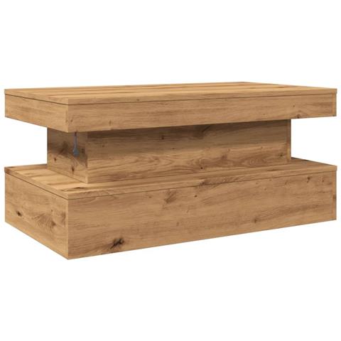 Tavolino da Salotto con Luci LED Rovere Artigianale 90x50x40 cm - Foto 9